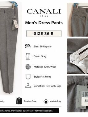 Canali Gray Men's Wool Dress Pants